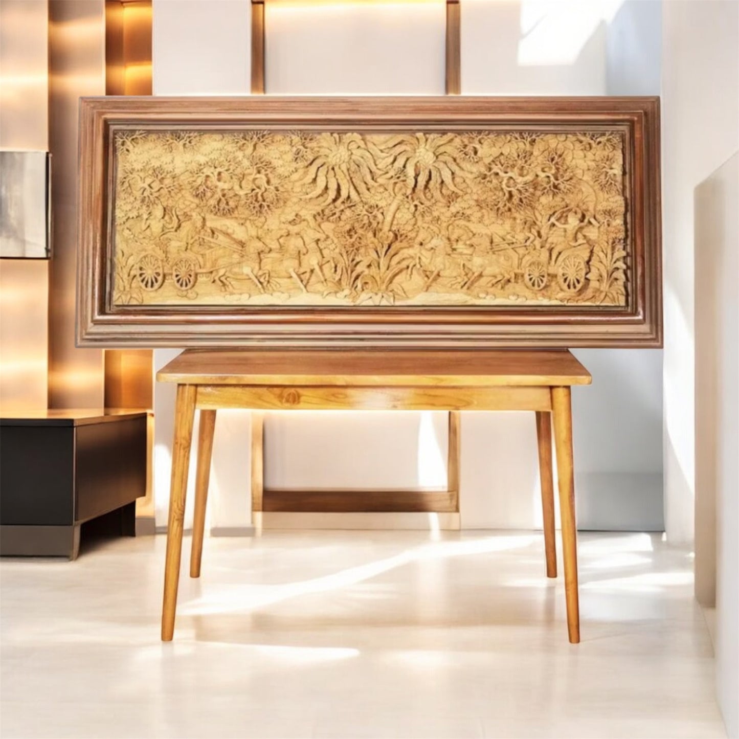Relief Ukir Motif Karnotanding Kayu Jati