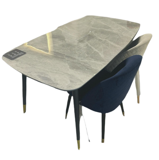 Meja Makan Minimalis Modern Marmer Abu – 4 Kursi