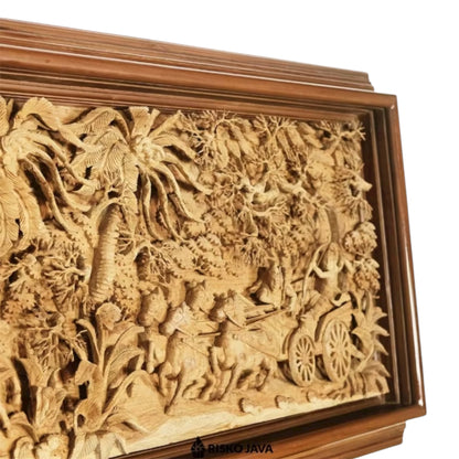 Relief Ukir Motif Karnotanding Kayu Jati