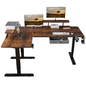 Mxtark 63 inches1.6M L Shape  Electric Standing Desk Single Motor  Stand Desk With Laminated drawer