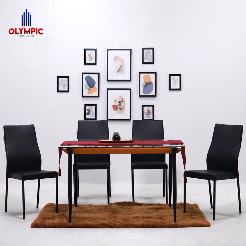 Meja Makan Kaca Dining Table 1 Set Kursi 4pcs